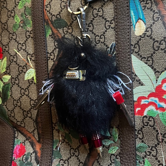 PRADA ROBOT REFUS FURRY KEYCHAIN BAG PURSE FUR KEY CHARM GIFT BOX SILVER LEATHER - Picture 5 of 16